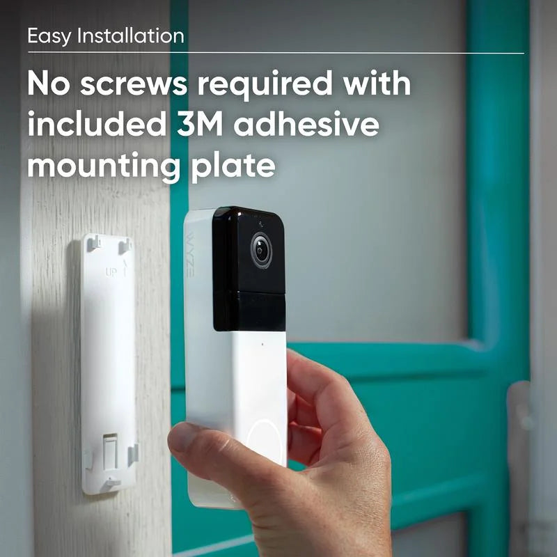 Wyze Video Doorbell Pro — Battery; Wireless Doorbell Camera w/ QHD Video; Adhesive Sticks to Walls; 1:1 Aspect Ratio; 2-Way Audio; Color Night Vision; Works w/ Alexa and Google Assistant