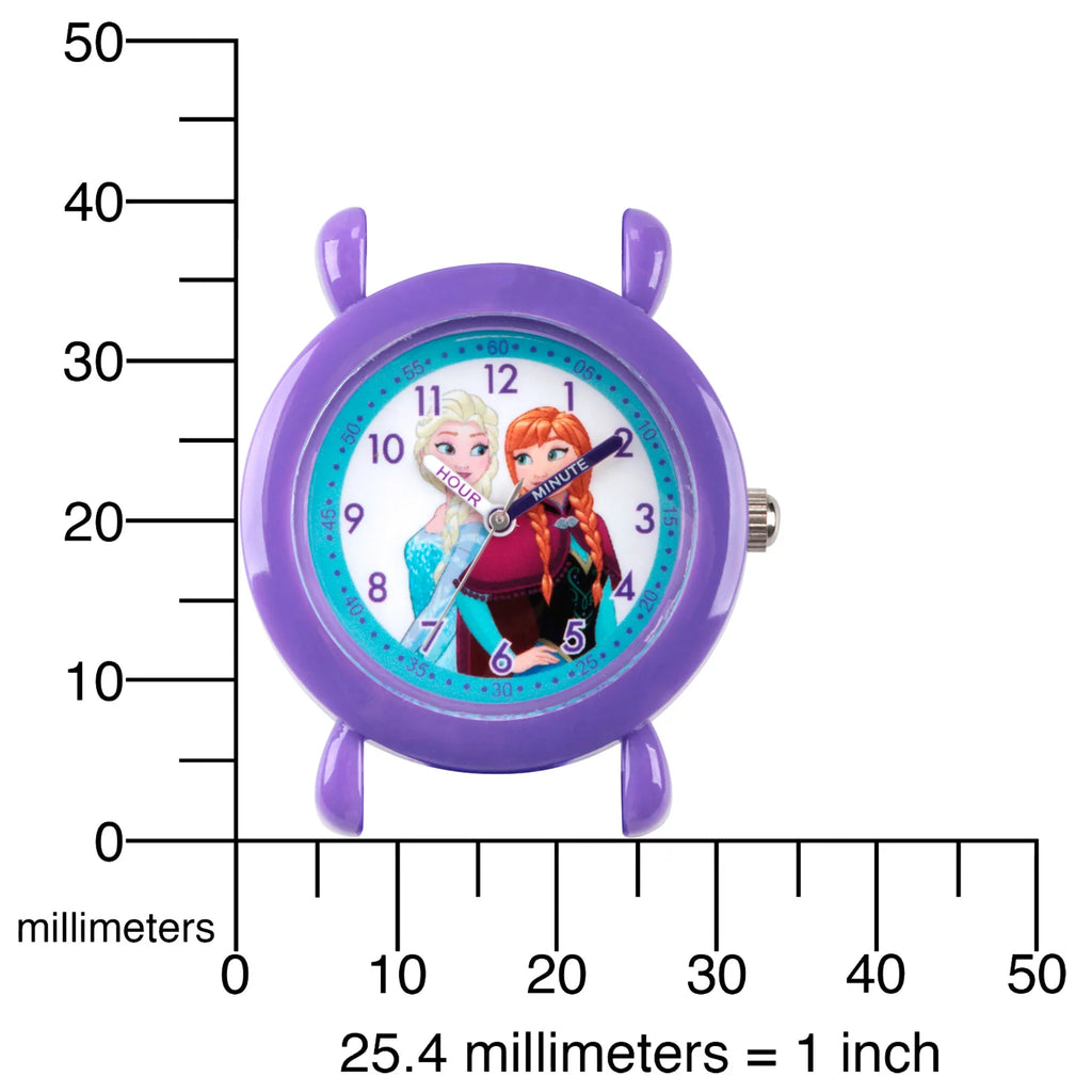 Frozen Elsa and Anna Girls' Purple Plastic Time Teacher Watch; Purple Silicon Strap
