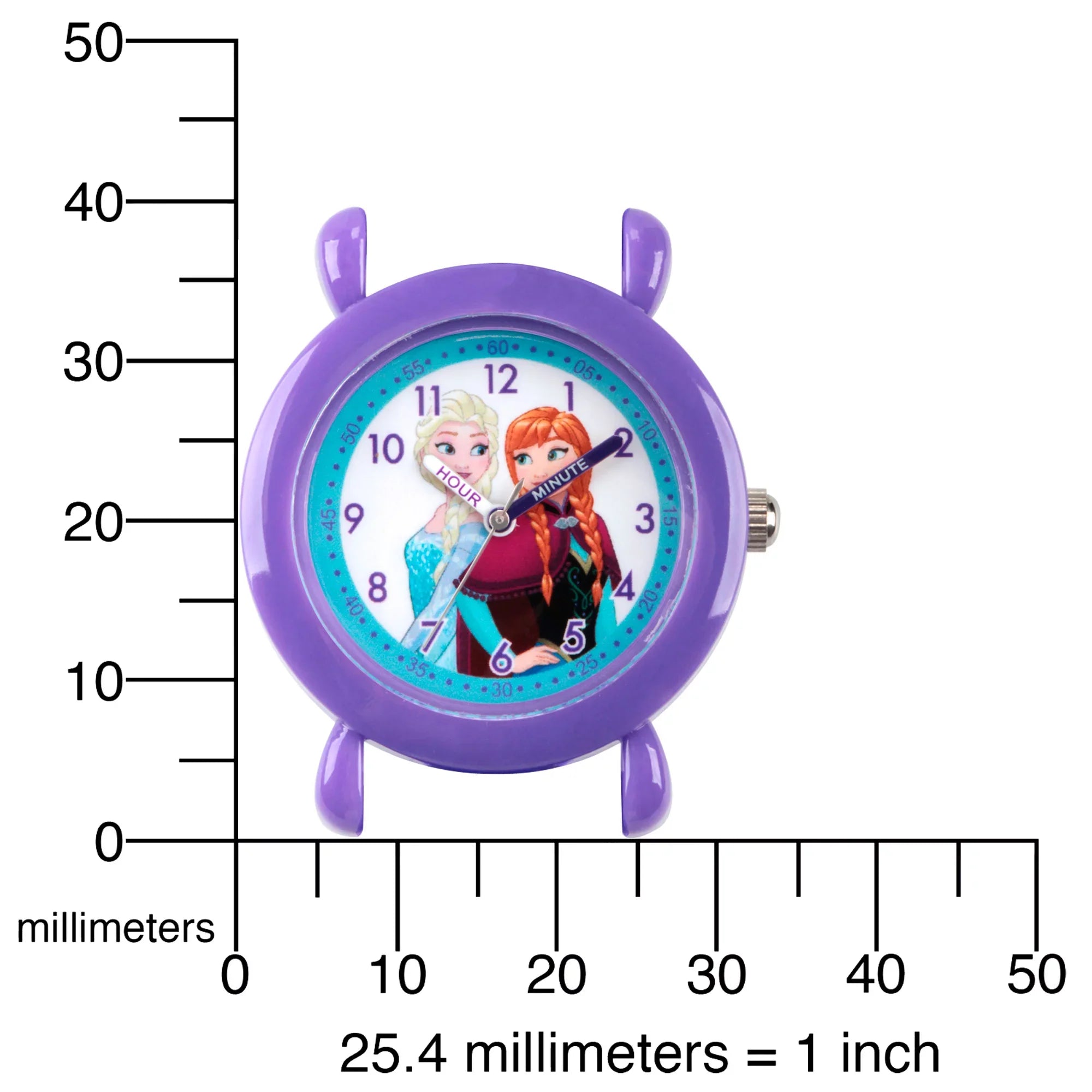 Frozen Elsa and Anna Girls' Purple Plastic Time Teacher Watch; Purple Silicon Strap