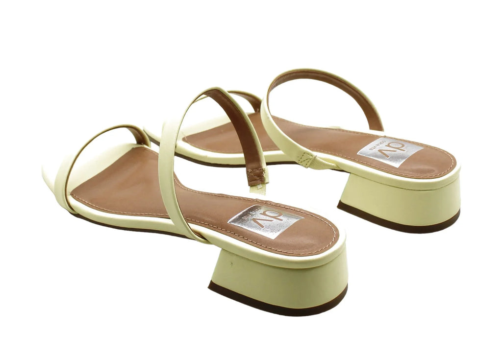 Dv Dolce Vita Women's Nadonna Block-Heel Barely-There Slides - Light Yellow(Size 6.5 US)