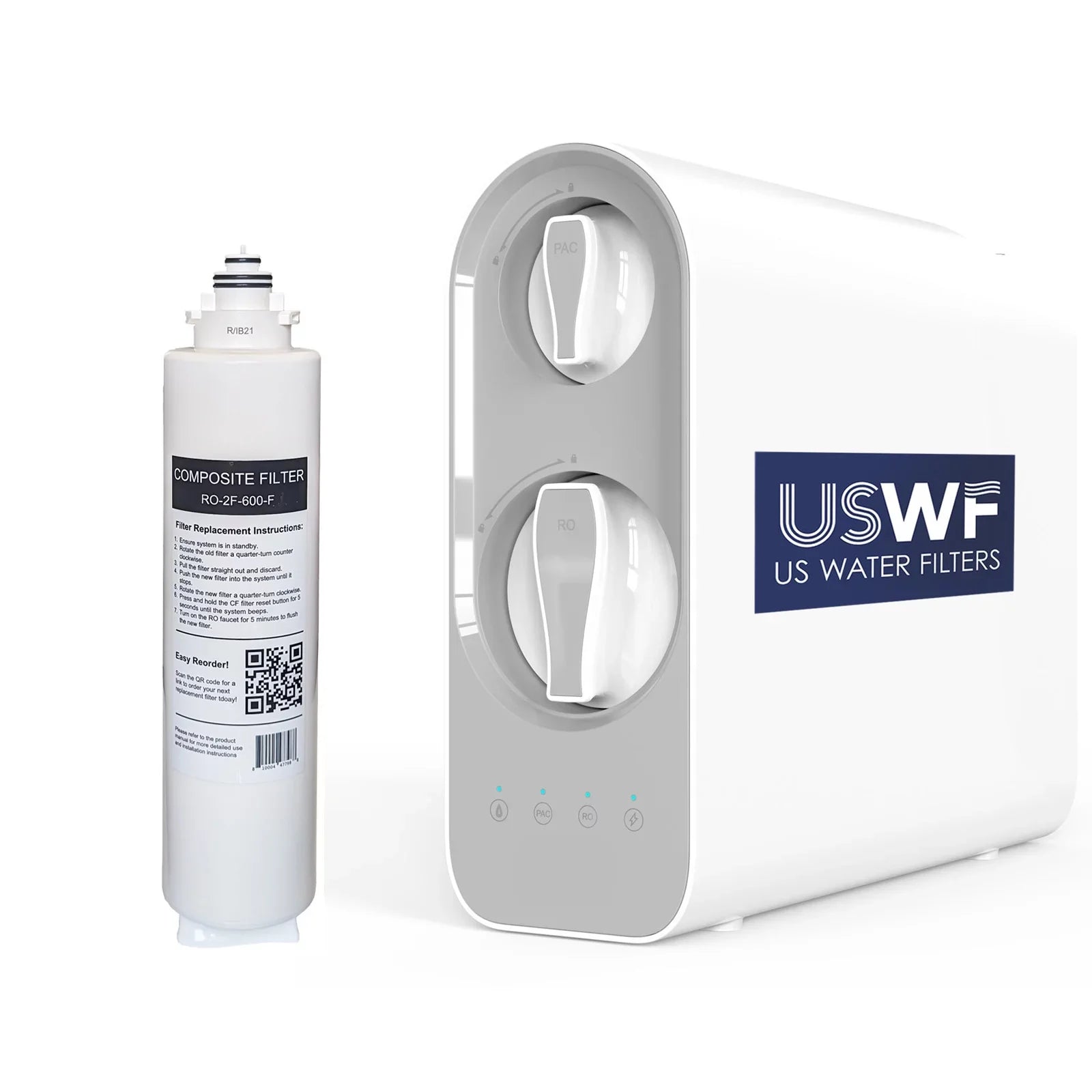 USWF RO-2F-600-F CF Filter Replacement for USWF-RO-2F-600 Tankless RO system; 1-Year Filter Life