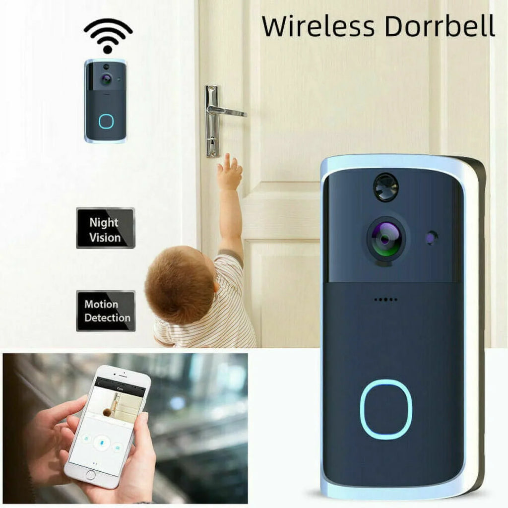 WiFi Visual Ring Smart Doorbell Smart Home Wireless Camera Video Door Bell Phone Intercom Homekit Security Automation Module-Black