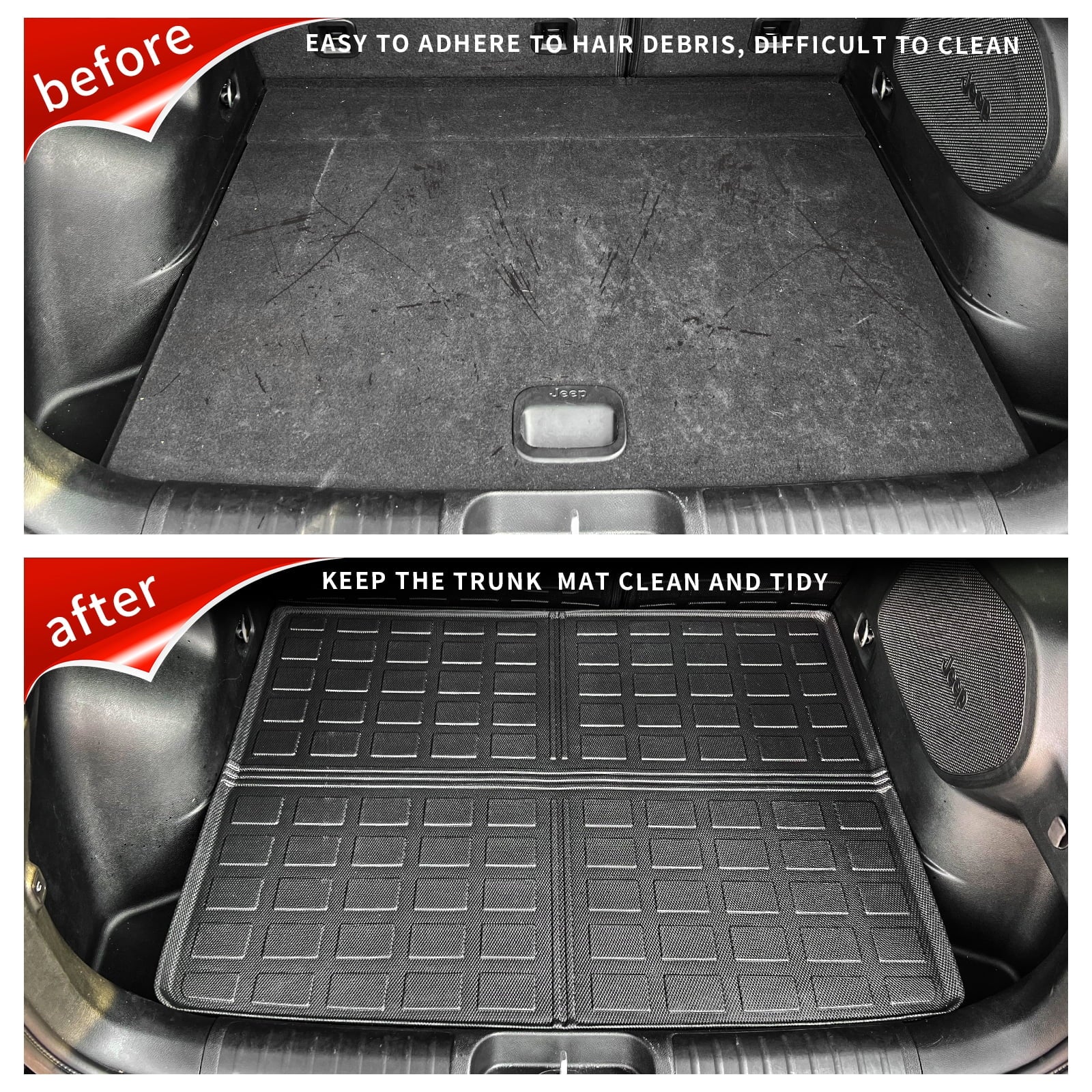Cargo Mat Compatible with 2019-2023 Jeep Cherokee Trunk Mat Cargo Liner TPE All Weather Trunk Liner 2022 Cherokee Accessories (Trunk Mat)