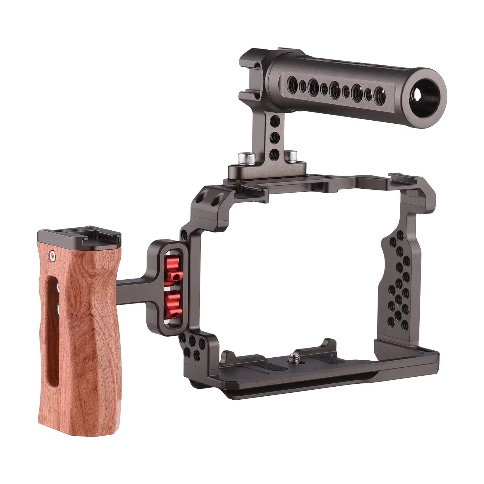 7299 Aluminum Alloy Cage Kit with Video Rig Handle Wooden Grip Replacement for Sony A7R III/ A7 II/ A7III