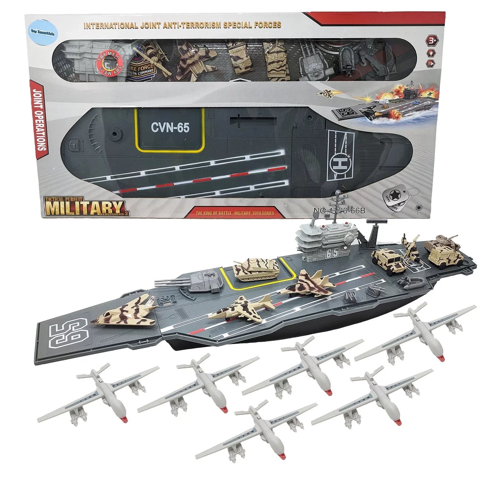 31 foot Toy Aircraft Carrier with Sound Effects Military Vehicles and 6 Drones