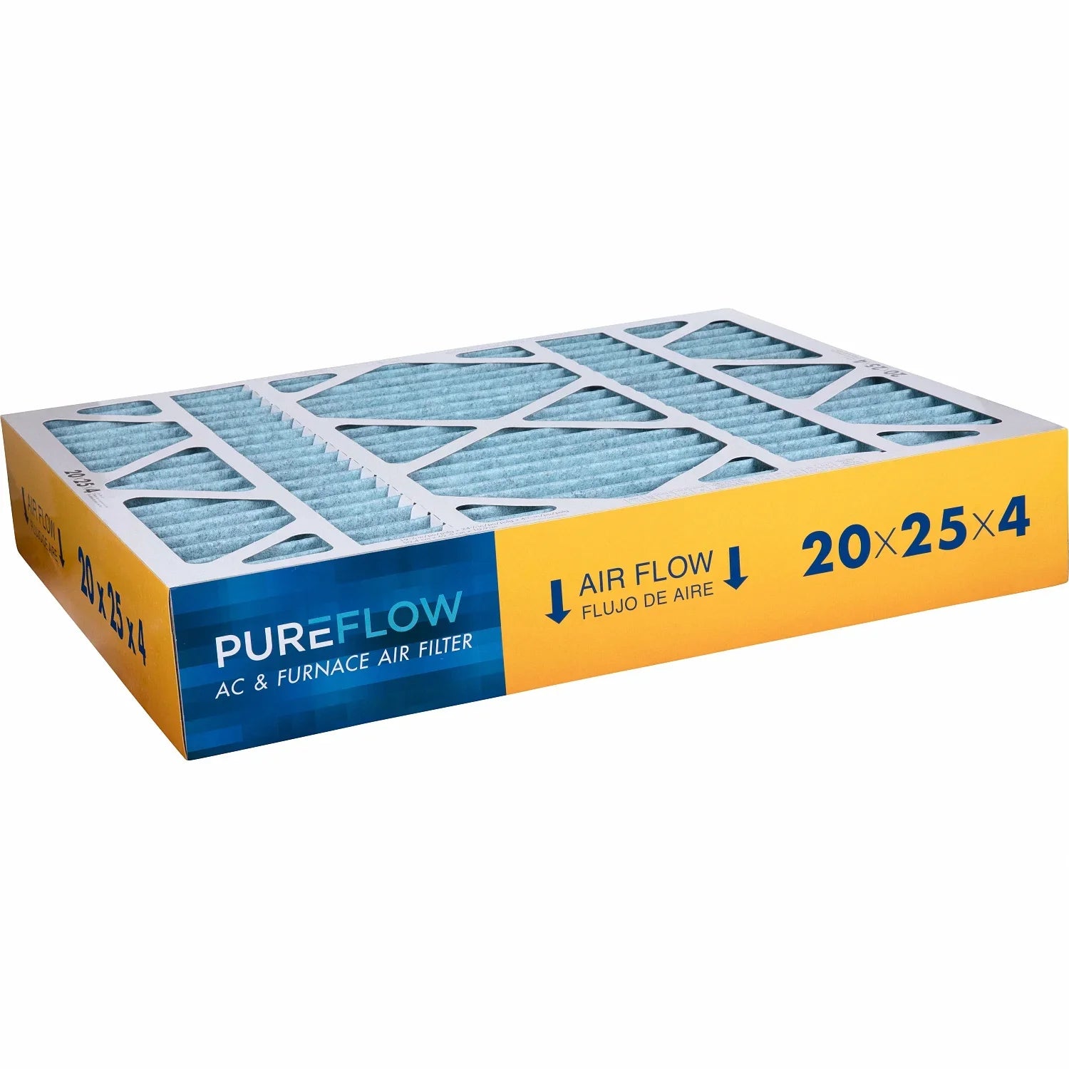 PureFlow; Home Furnace Air Filter 20x25x4; with 4 Layers of Advanced Filtration Technology; MERV-13 Pack-of-2