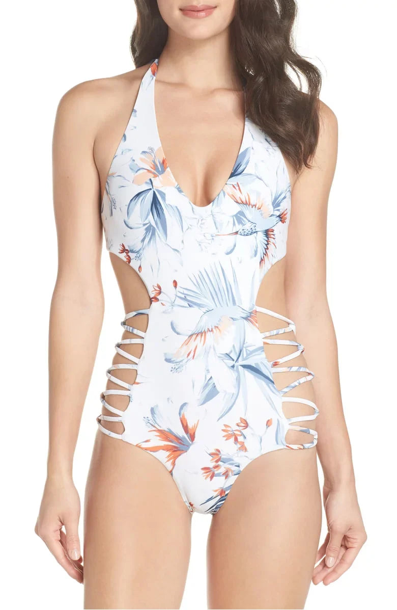 L*Space BIRDS OF PARADISE Fire Tripp Bitsy One Piece Swimsuit; US 12