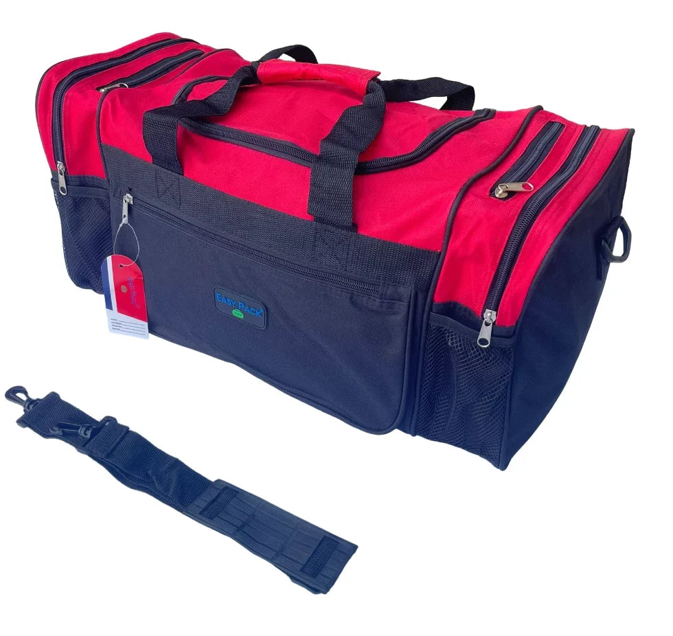 Rolling Duffel Bags 2x 28" Large Adjustable 60 Lb Capacity each with Wheels + Shoulder 20" Duffle Bag Set; Upright Rolling Travel Duffle Bag with Multi Pockets Lightweight Luggage (Red)