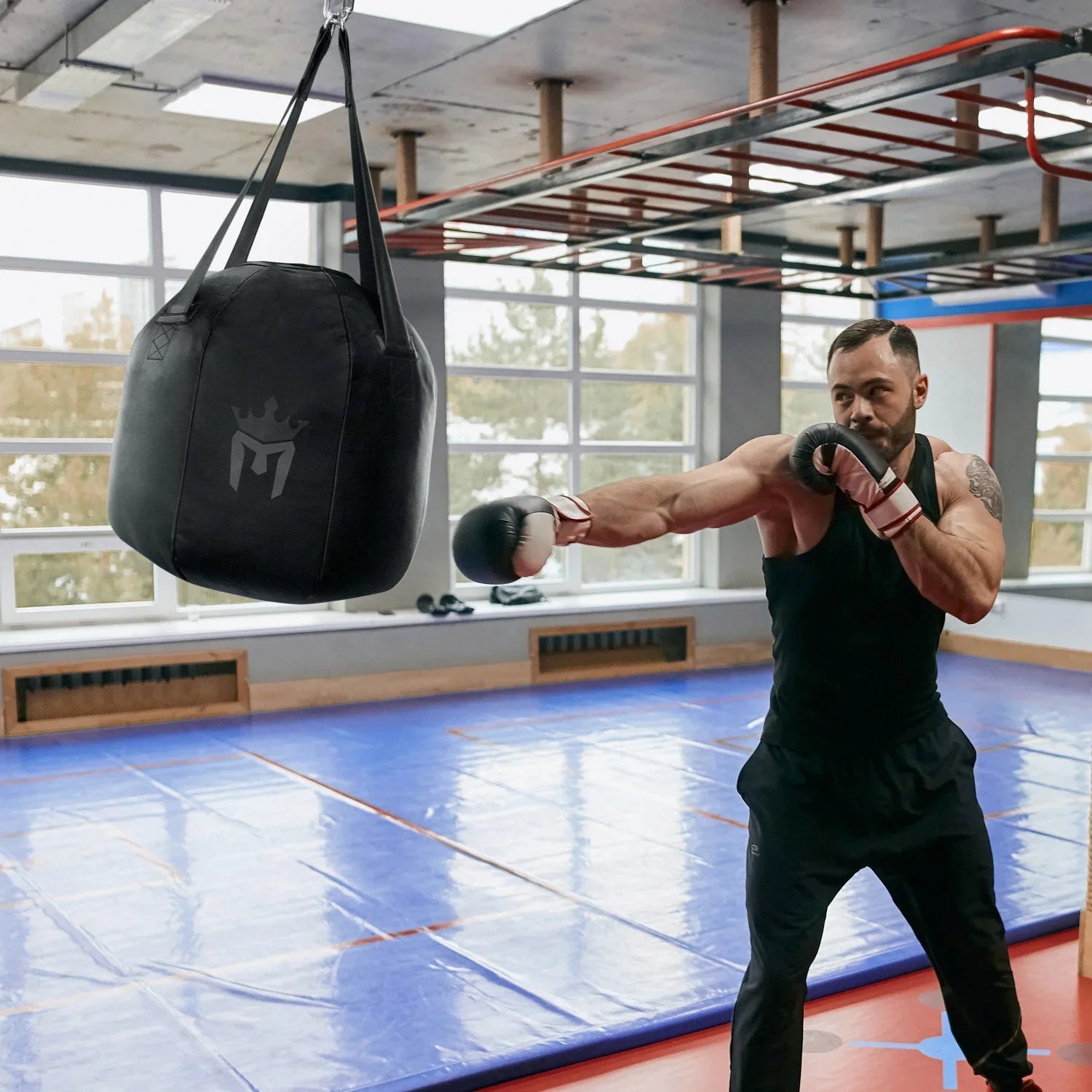 Meister 60lb Filled Wrecking Ball Heavy Bag for Boxing & MMA - Black