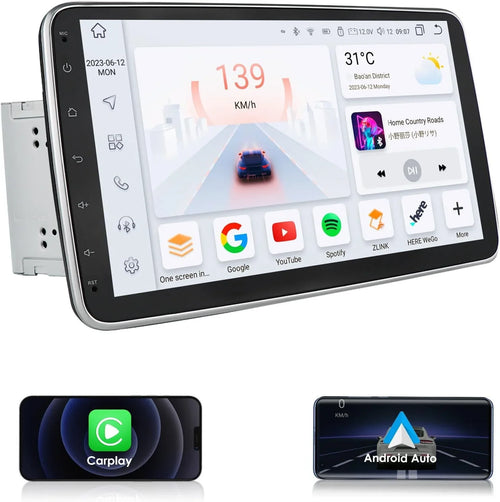10.1" Rotatable Double 2DIN Android 12 Apple Carplay Car GPS Stereo Radio 4+32GB