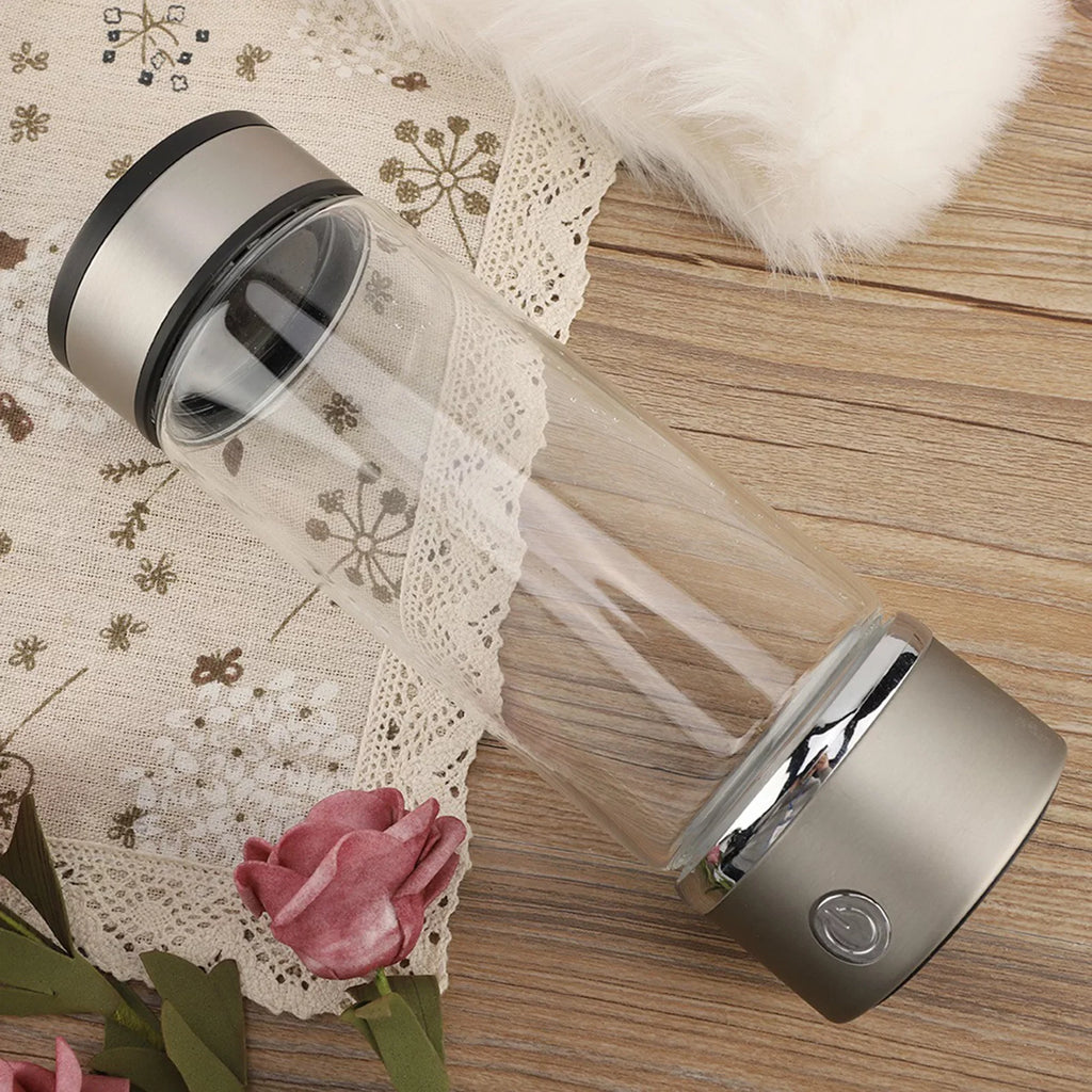 Nikou USB Charging Rich Hydrogen Purifier Filter Glass Bottle Anti-Skid Portable Lonizer Cup