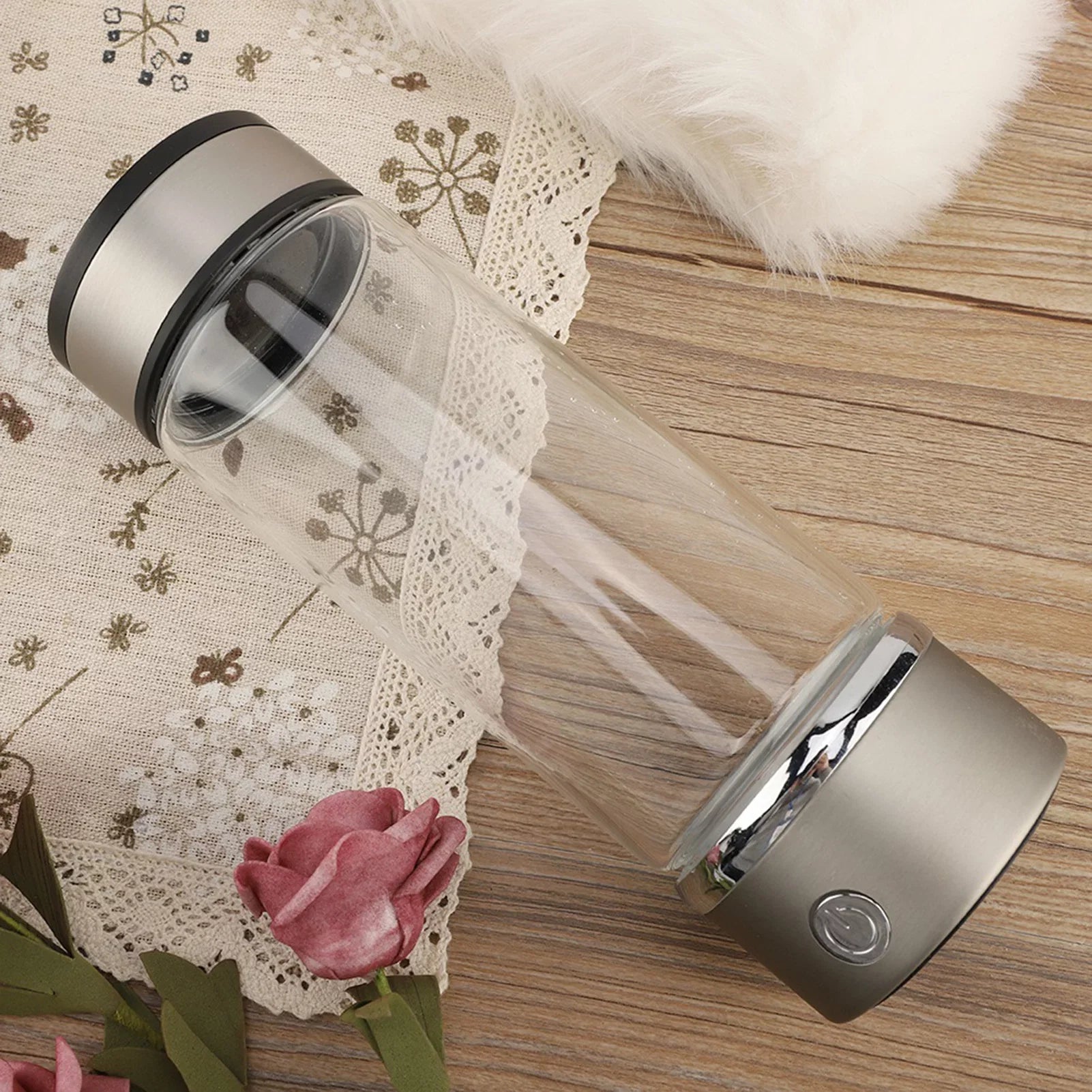 Nikou USB Charging Rich Hydrogen Purifier Filter Glass Bottle Anti-Skid Portable Lonizer Cup
