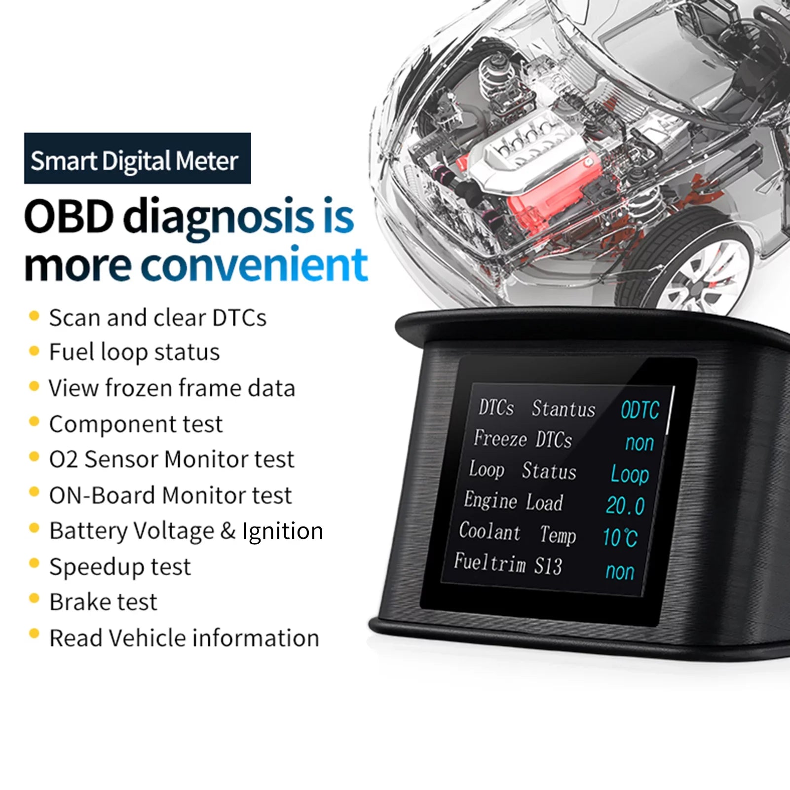 Apexeon Head Up Display， 2.2 cm Digital OBDII Speedometer; Displays Speed; Distance; Time