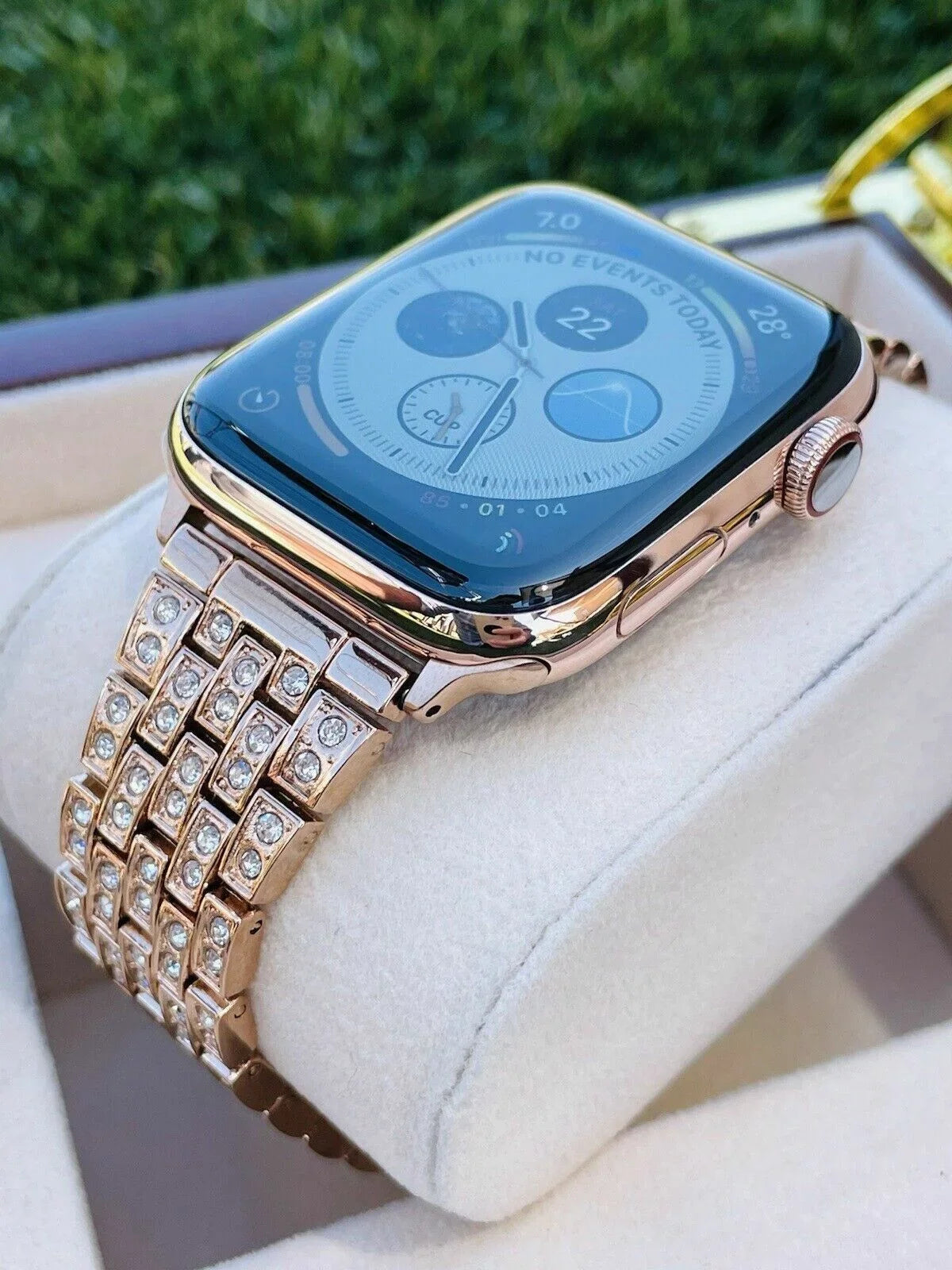 Custom 24K Rose Gold 45MM iWatch SERIES 7 Stainless Steel Rose Gold Band