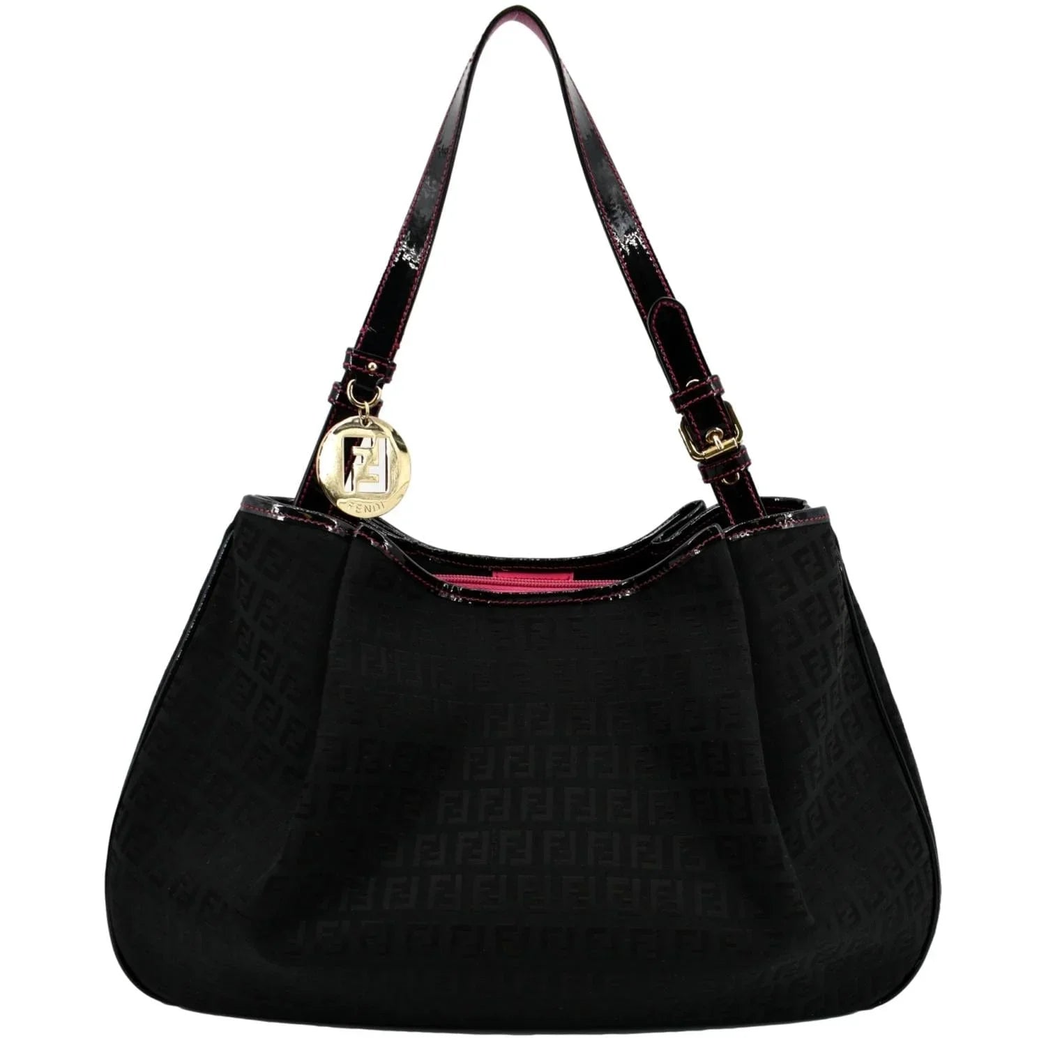 Pre-owned FENDI Zucchino Print Canvas Shopping Tote Bag Black