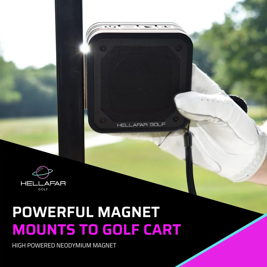 Hellafar Golf Speaker - Golf Cart Bluetooth Speaker; Magnetic Mounting System; IPX7 Liquidproof; Black
