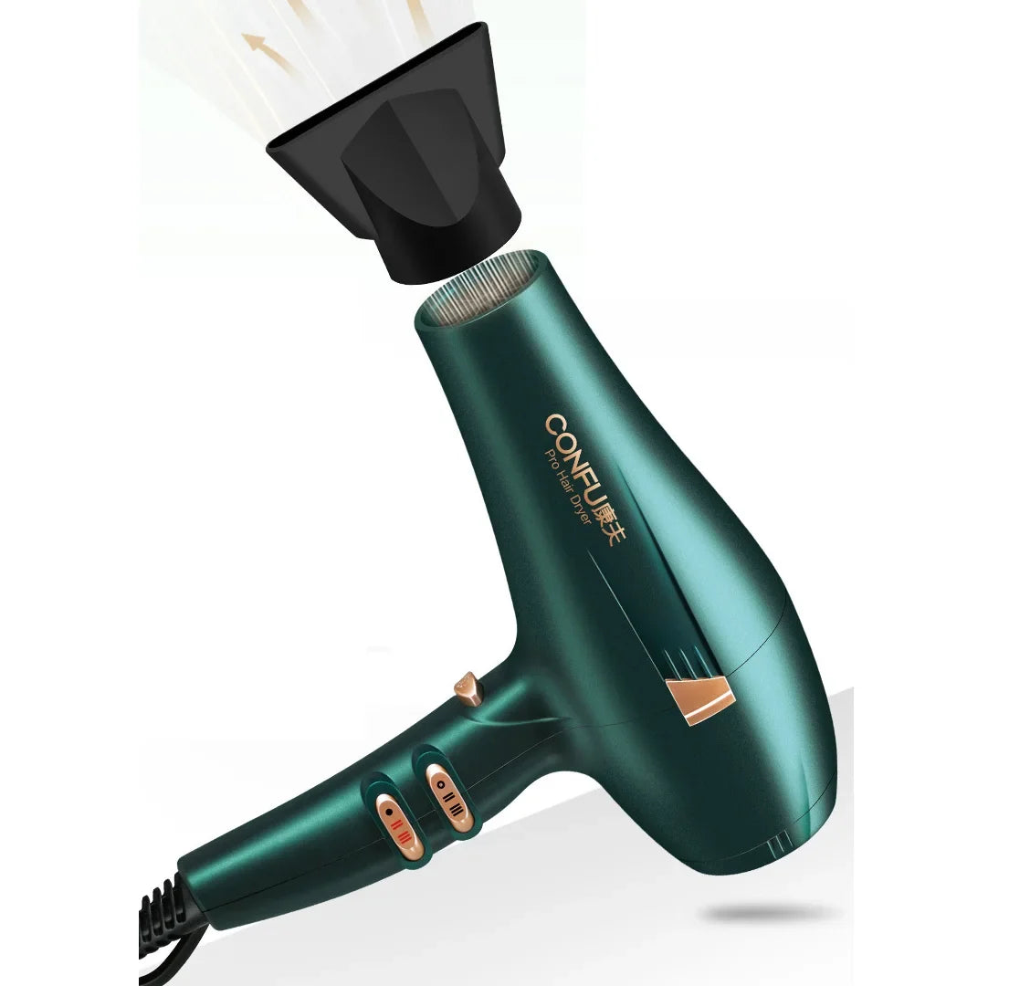 CONFU hot and cold air Hair Dryer; 2000W High Power Dryer; Quiet high wind professional hair stylist Dryer; Cool Shot Button; 3 Heat and 2 Speed Settings; Ionic Function for Shinier Results Silver