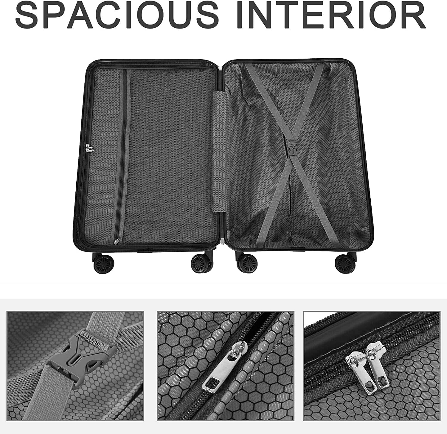 Hikolayae Oriental Collection Hardside Spinner Luggage Sets in Champagne; 3 Piece - TSA Lock