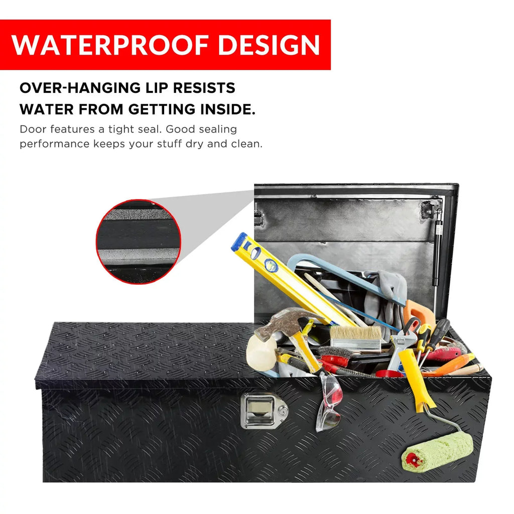 Confote 39 x 13 x 10 cmes Pick Up Truck Truck Bed Tool Box Trailer Storage Heavy Duty Aluminum; Lock and Keys; Liquidproof; Black