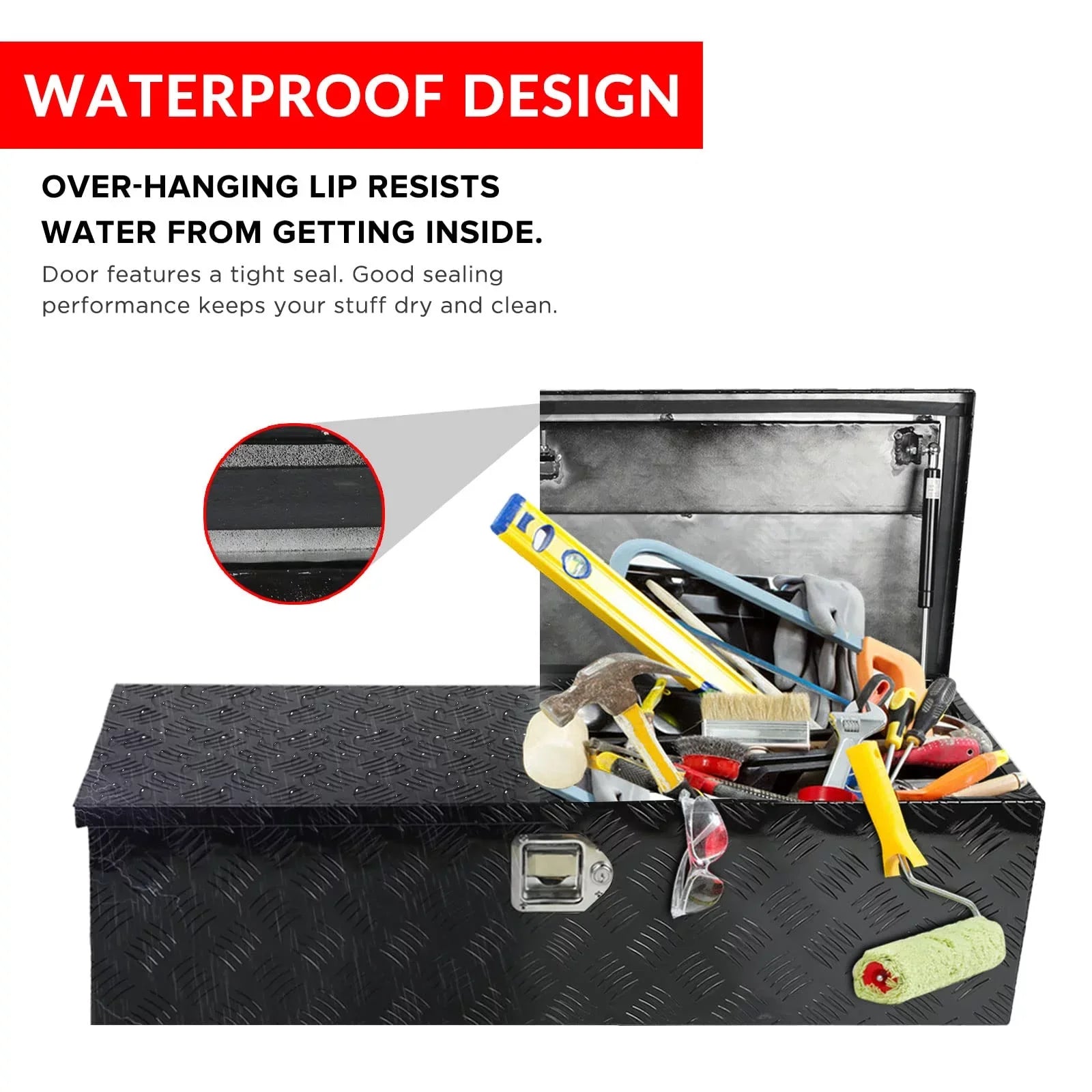 Confote 39 x 13 x 10 cmes Pick Up Truck Truck Bed Tool Box Trailer Storage Heavy Duty Aluminum; Lock and Keys; Liquidproof; Black