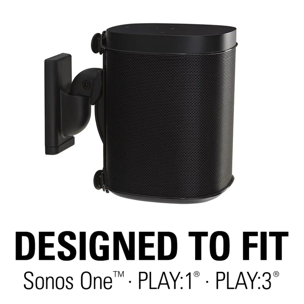 Sanus Wireless Speaker Swivel and Tilt Wall Mount for Sonos ONE; PLAY:1; and PLAY:3 - Each (Black)