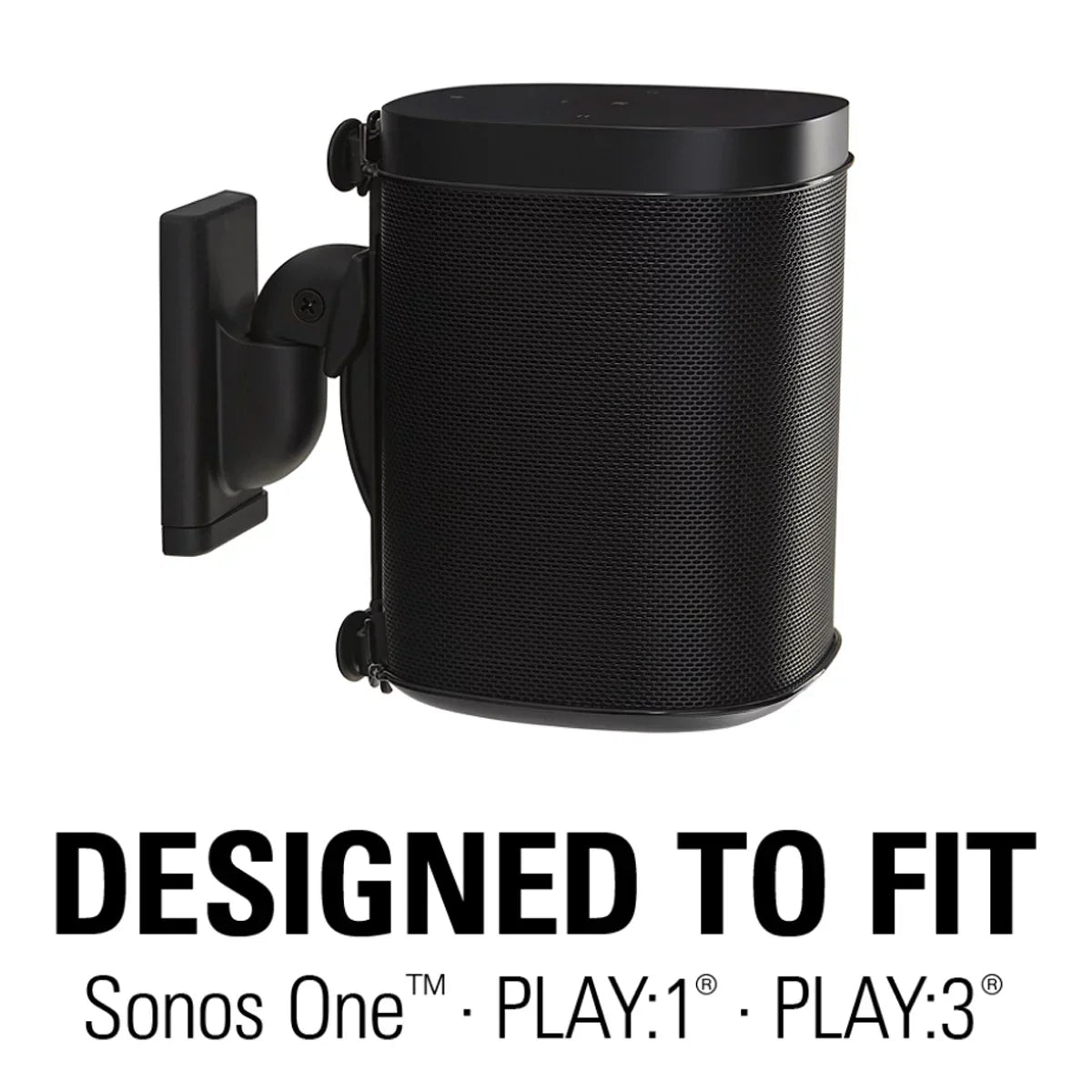 Sanus Wireless Speaker Swivel and Tilt Wall Mount for Sonos ONE; PLAY:1; and PLAY:3 - Each (Black)