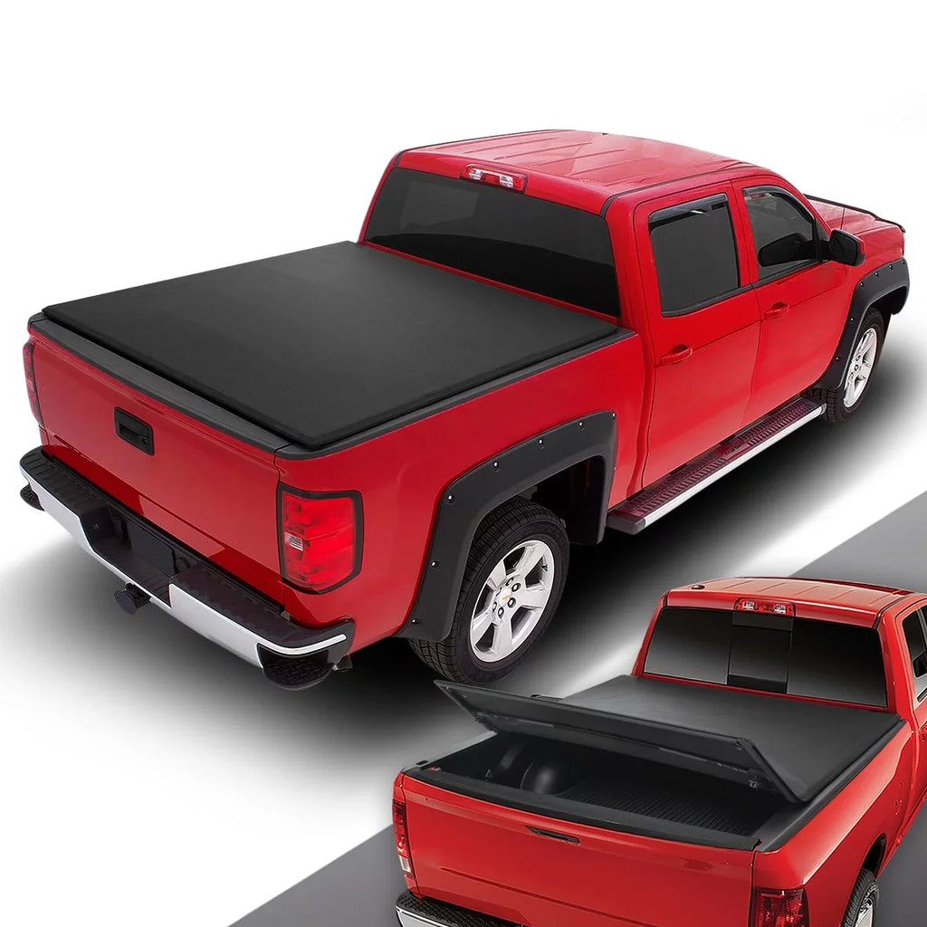 DNA Motoring TTC-TRISOFT-043 for 2015 to 2019 Chevy Colorado/GMC Canyon 5' Bed Fleetside Adjustable Tri -Fold Soft Top Trunk Tonneau Cover 16 17 18
