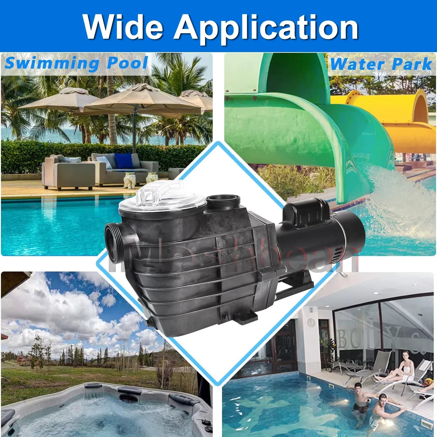 iMeshbean 2-Speed 2.5HP Motor Swimming Pool Pump; 230V 9000GPH/4140GPH; Above Ground Pool Pump In-ground Pool Pump; Head Max 98FT; w/ Strainer Basket& NPT Connectors
