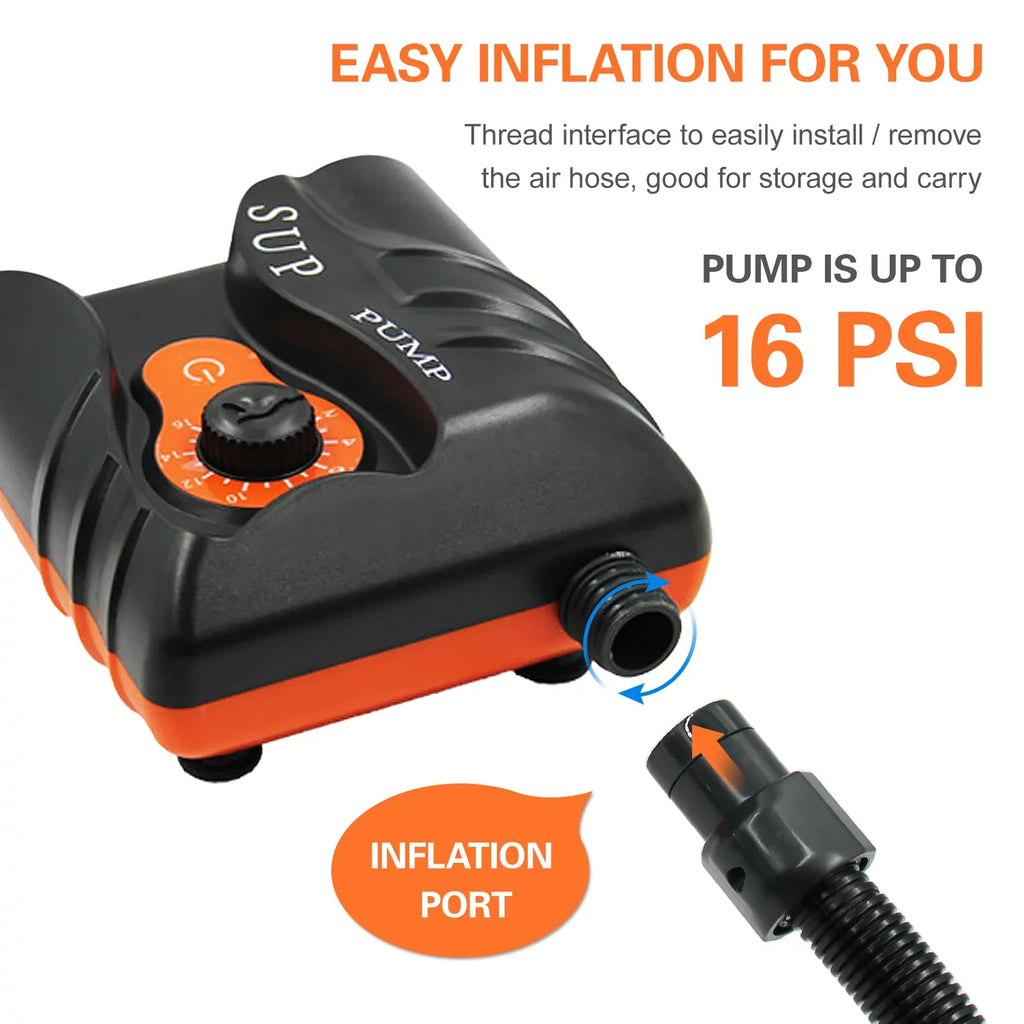 EasytoUse 16 PSI Powered Air Pump with 6 Nozzles for Inflatables and Boats; Edition