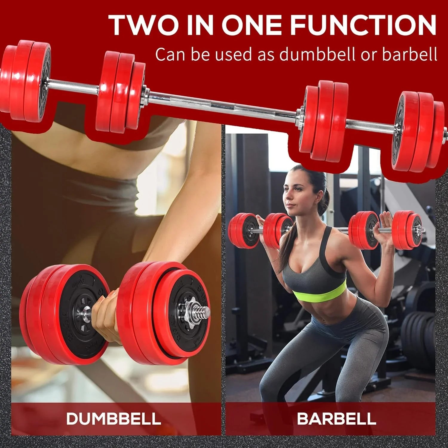 Soozier Adjustable Dumbbell Set; Convertible to Barbell Weight Set for Home Gym Women and Men Weight Lifting Training