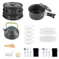 Anself Camping Cookware Mess Kit Non Stick Pot and Pan Set with Kettle for Cooking and Backpacking