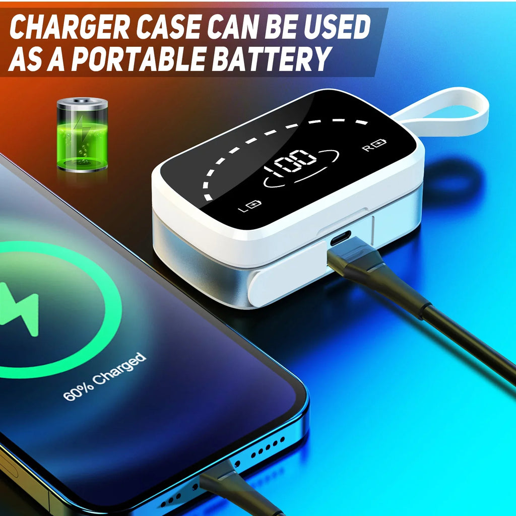 K2 Wireless Earbuds Bluetooth Sport Headphones Premium Fidelity Sound Quality Charging Case Digital LED Intelligence Display Earphones Built-in Mic Headset for Allview X3 Soul Pro
