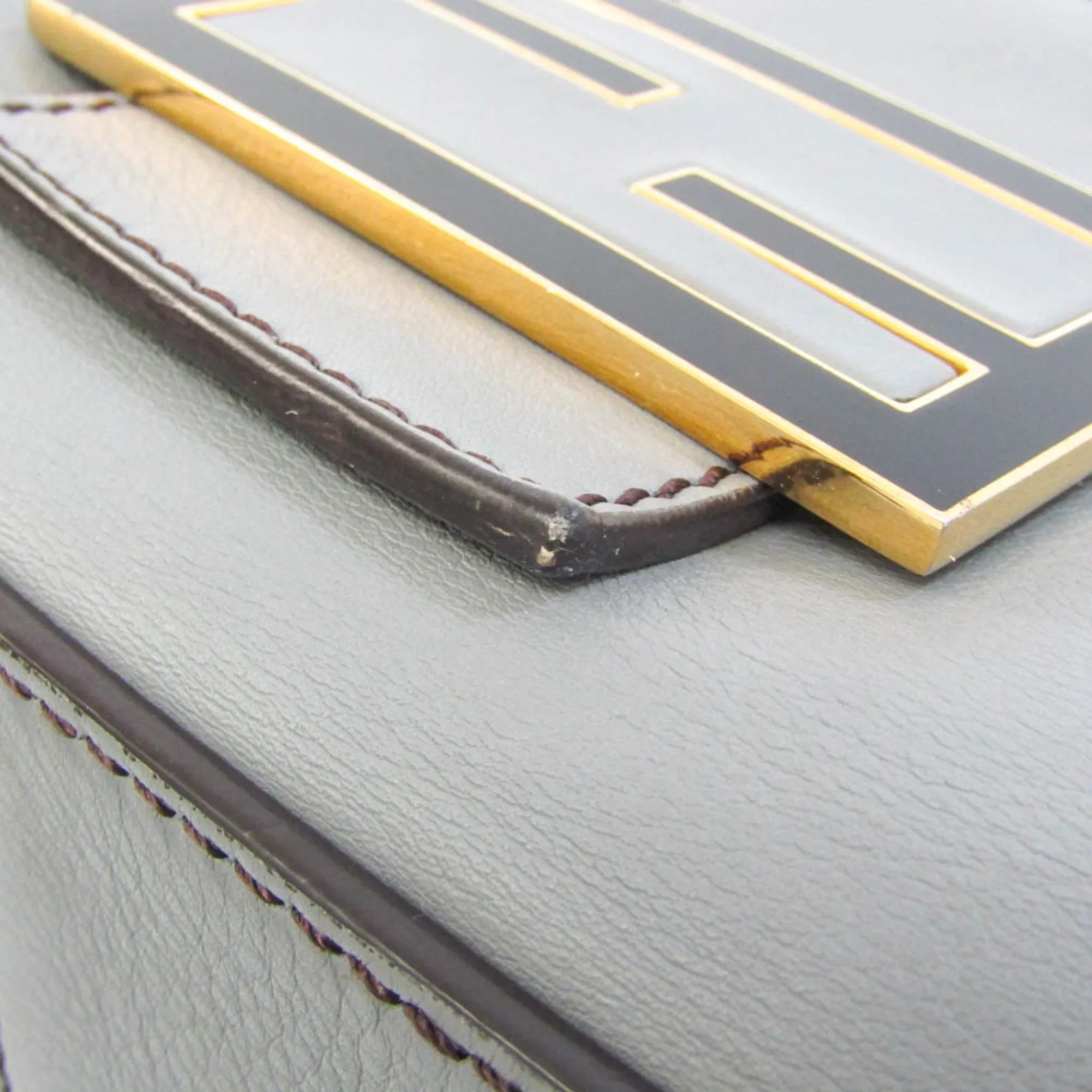 Pre-Owned Fendi Big Mamma Bucket 8BR638 Women's Leather Shoulder Bag Gray (Good)