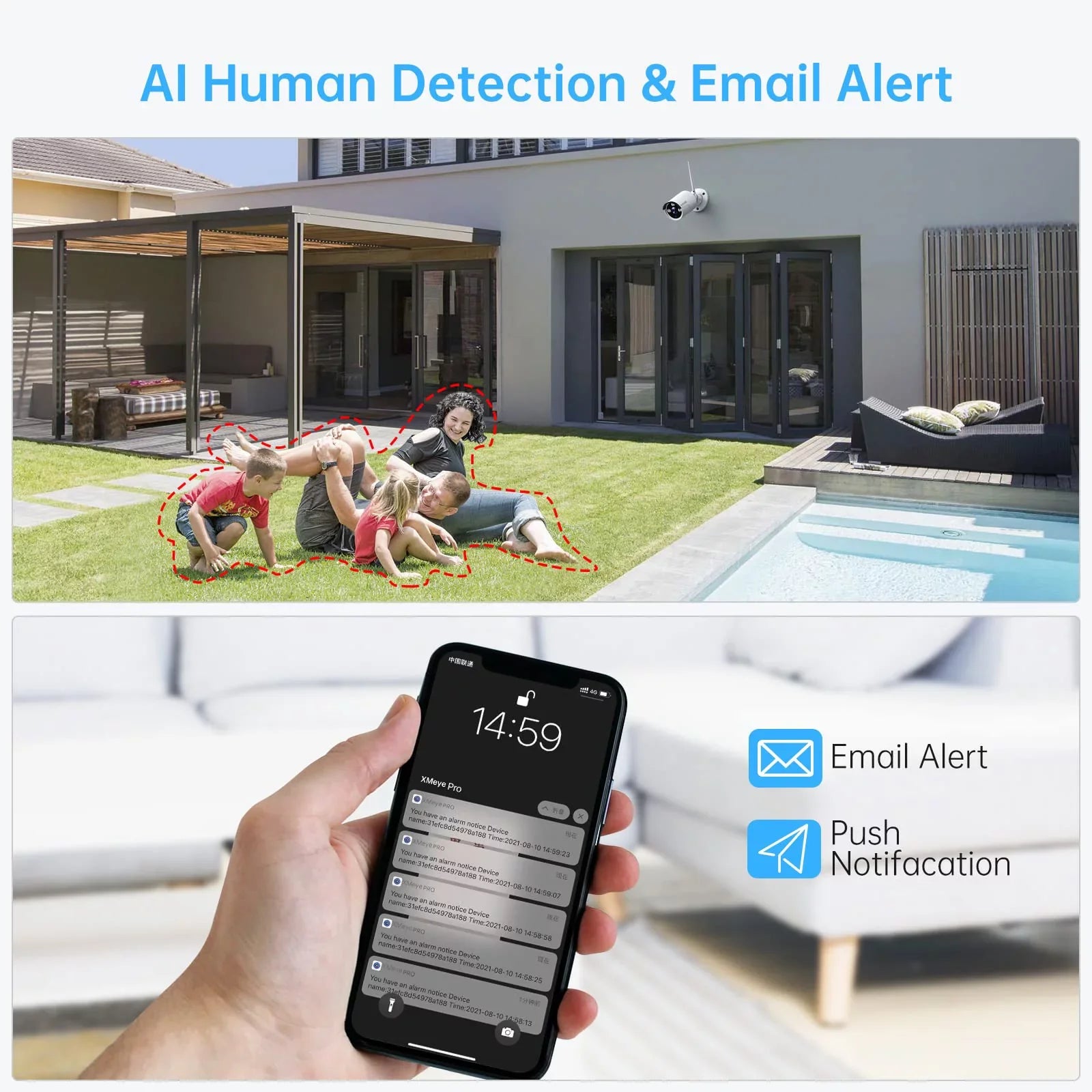 3MP Wireless Security Camera Systems No Hard Drive; SMONET 4PCS 8 Channel WiFi Surveillance NVR Kits; Indoor Outdoor CCTV Cameras;P2P CCTV Camera System;Night Vision;AI Human Detection with Audio