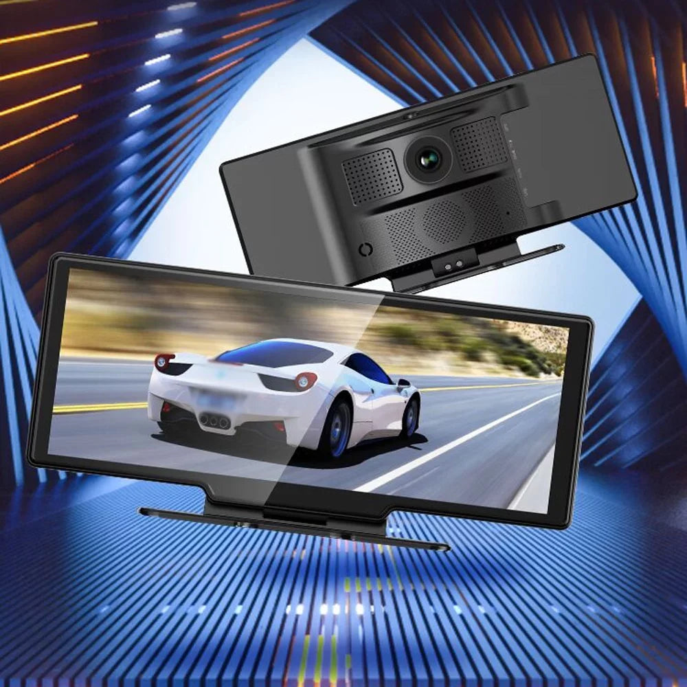 Eccomum 4K DVR Dash Camera Front & Rear Driving Recorder with 10.26 cm Touchscreen for Carplay Android Auto Built-in WiFi Support G-Sensor Parking Monitor Loop Recording Hands-Free Calling