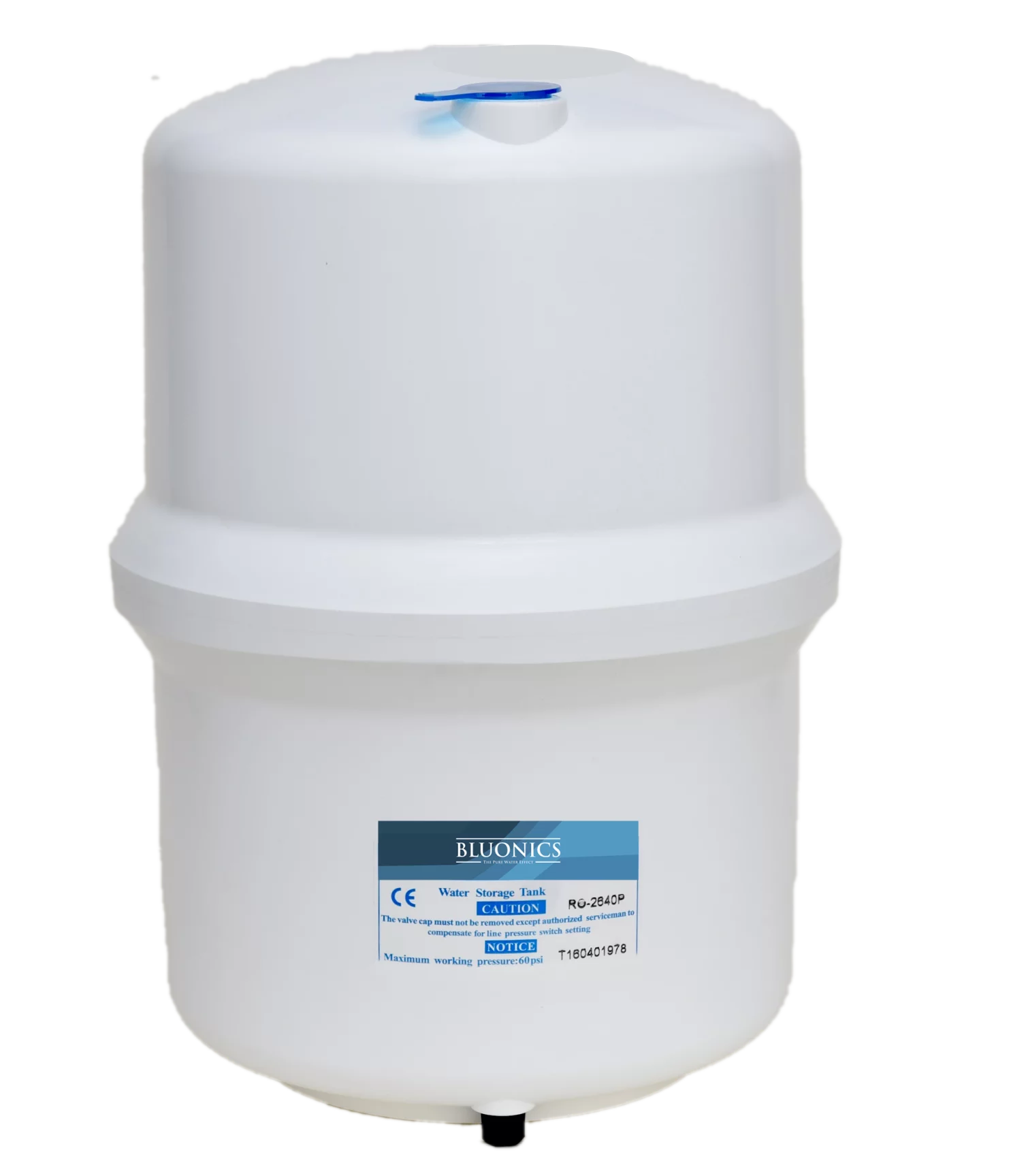 Bluonics Pressurized Storage Tank with Ball Valve for Reverse Osmosis RO Systems; 4 Gallon