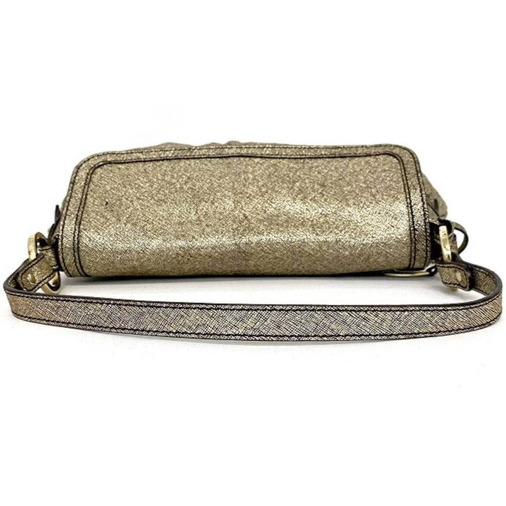 Pre-Owned Fendi Handbag Gold Lame 8BK042 Canvas Leather FENDI Semi-shoulder Bag Flap One Shoulder Ladies (Good)
