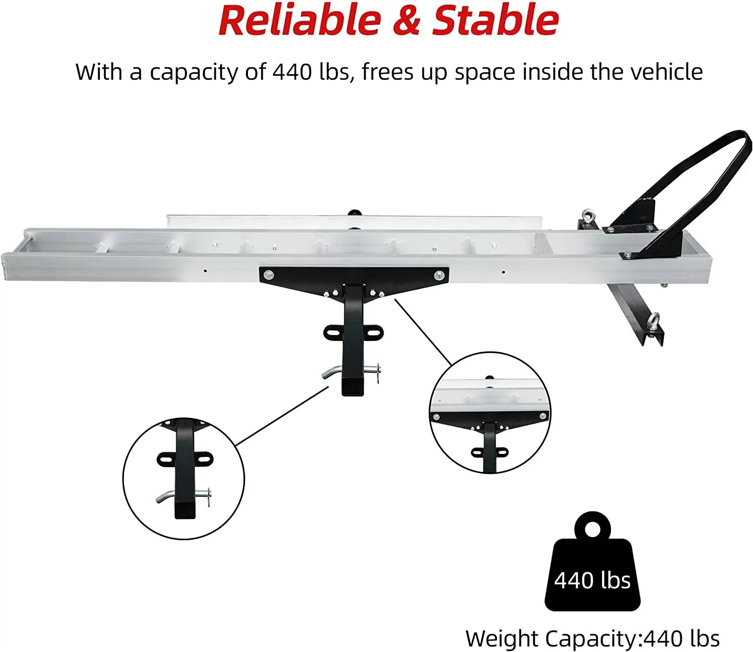 Aluminum Motorcycle Carrier with Loading Ramp; 2" receiver Hitch-Mounted Motorcycle Dirt Bike Scooter Carrier Hitch Rack Hauler Trailer
