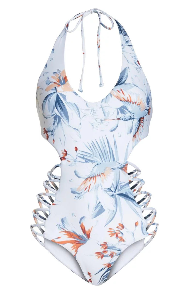 L*Space BIRDS OF PARADISE Fire Tripp Bitsy One Piece Swimsuit; US 12