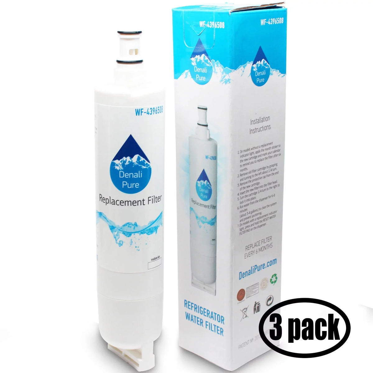 3-Pack Replacement for Maytag MSD2669KEW Refrigerator Filter - Compatible with Maytag 8212652 Fridge Filter Cartridge - Denali Pure Brand