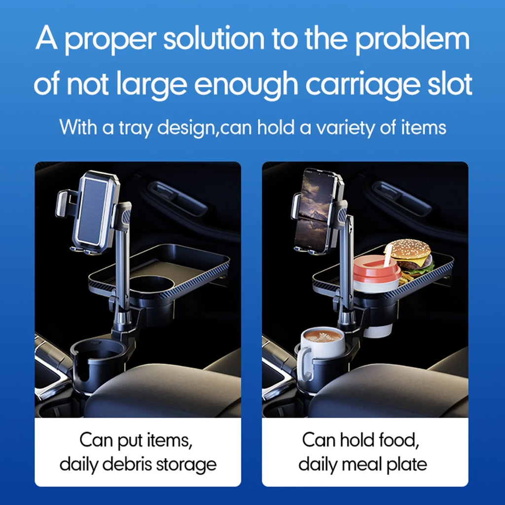 OWSOO Car Cup Holder; Multifunctional Expander with 360° Rotation Tray; Mobile Phone Holder; Adjustable Base; Auto Front Back Seat Organizer; Size S; Convenient for Car Travel