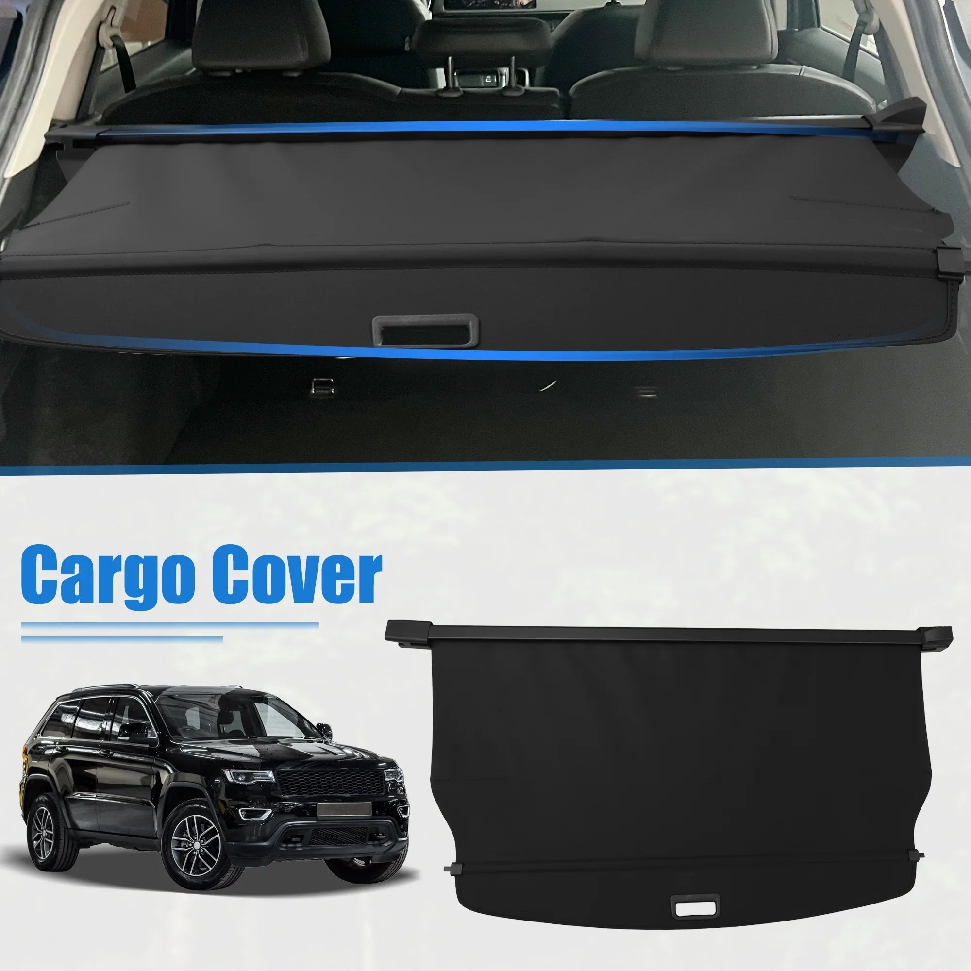 Unique Bargains Retractable Cargo Cover for Jeep Grand Cherokee 2022-2023 Rear Trunk Shielding Shade Black