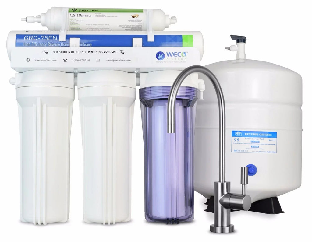 WECO VGRO-75GS-10EXTRA.5 High Efficiency Reverse Osmosis Drinking Filtration System with Bacteriostatic Filter