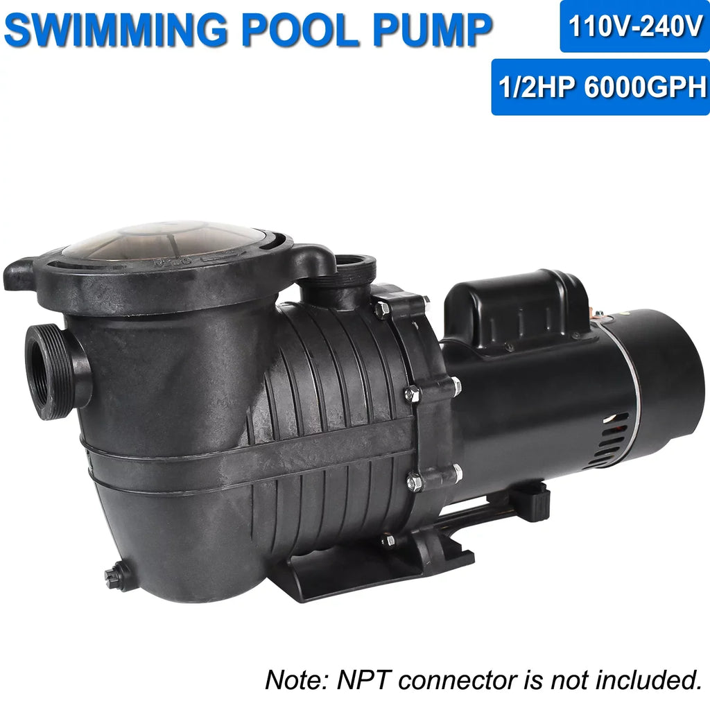 iMeshbean In-ground Swimming Pool Pump; 1.5HP Motor 110V-230V; 6000GPH; Head Max 69FT; for Above Ground Swimming Pool and Inground Pool Circulation; w/ Strainer Basket