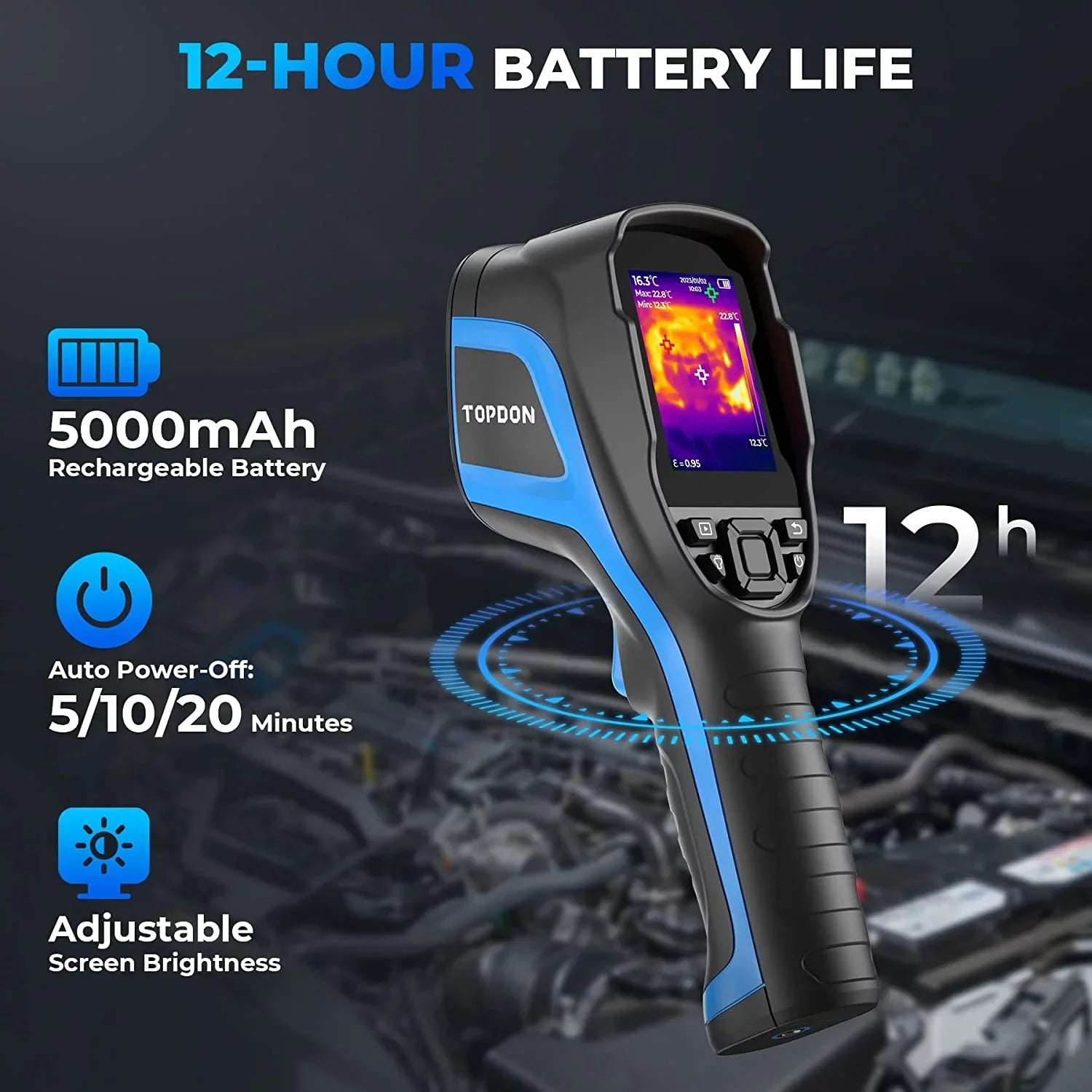 Thermal Imaging Camera; TOPDON TC004 256 x 192 IR High Resolution 12-Hour Battery Life Thermal Camera Handheld Infrared Camera