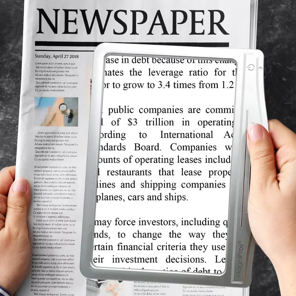 MagniPros 5X Large LED Page Magnifier for Reading & Anti-Glare Lens to Reduce Eye Strain-Perfect for Small Print; Aging Eyes; Low Vision & Seniors