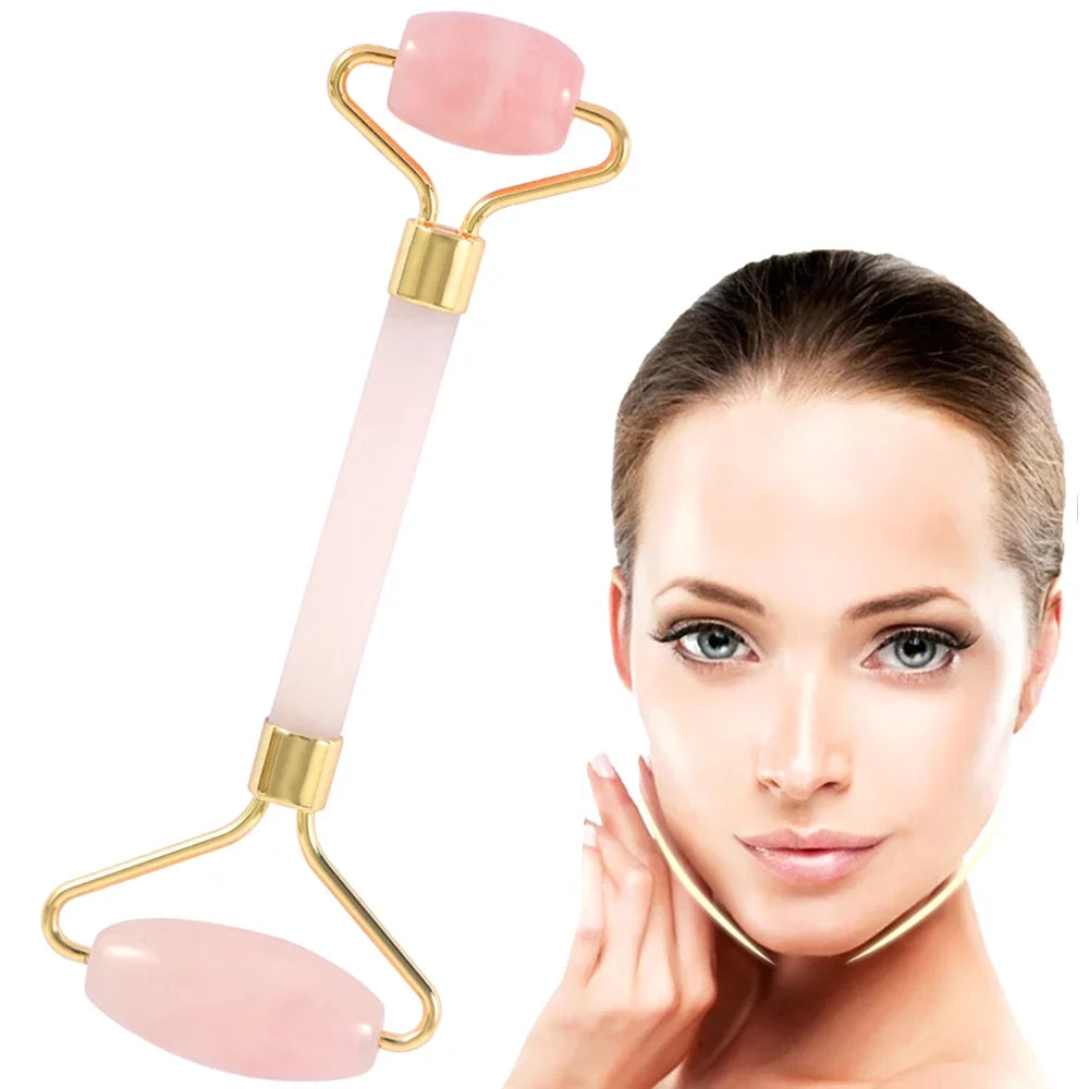 Jade Roller; Face Roller; Facial Beauty Roller Skin Care Tools; Rose Quartz Massager for Face; Eyes; Neck; Body Muscle Relaxing and Relieve Fine Lines and Wrinkles Gua Sha