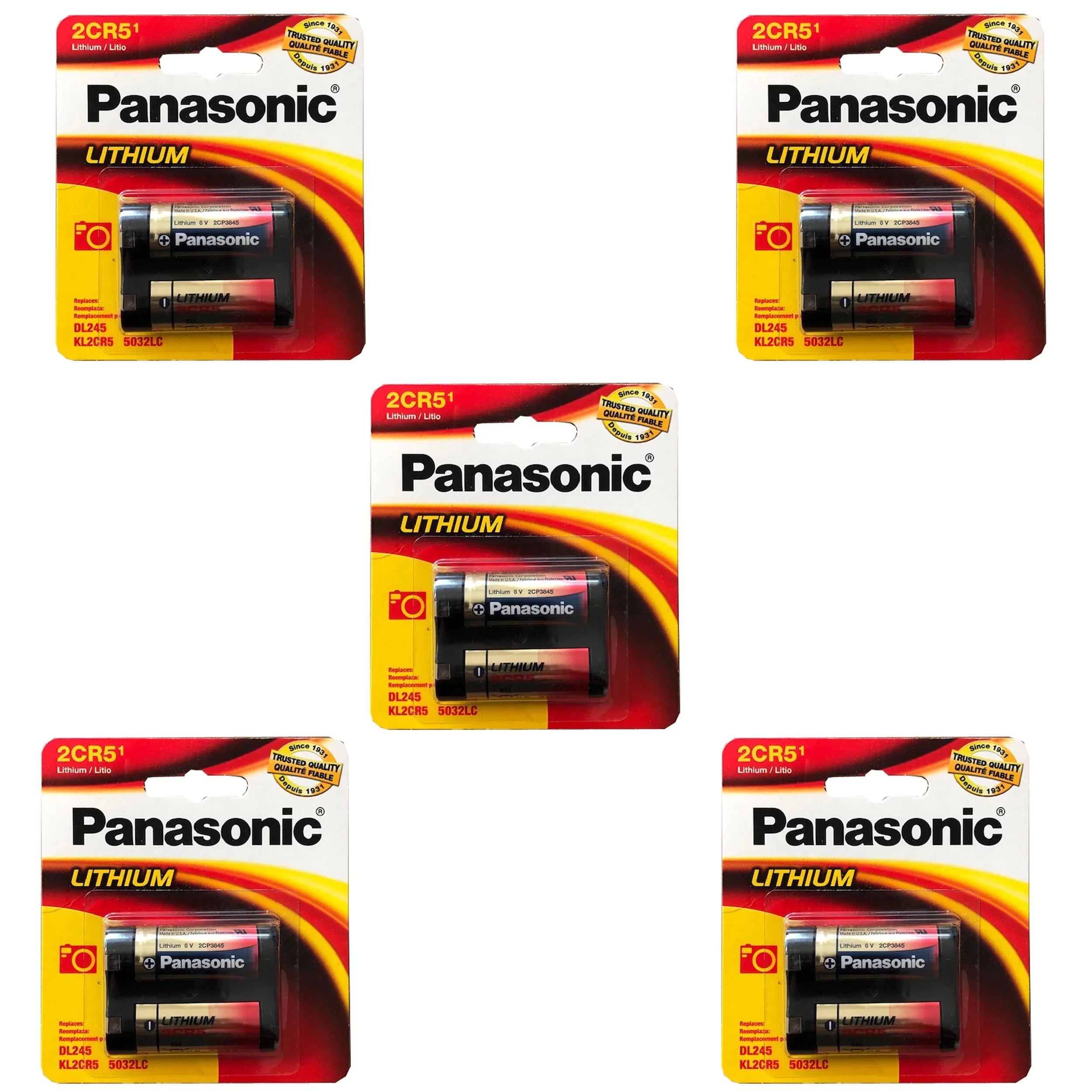5x Panasonic 6V 2CR5 Photo Lithium Battery Compatible with RL2CR5-1; XLDL223AB