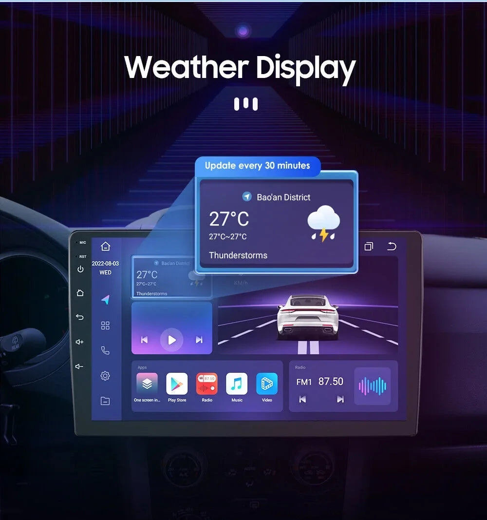 10.1" Rotatable Double 2DIN Android 12 Apple Carplay Car GPS Stereo Radio 4+32GB