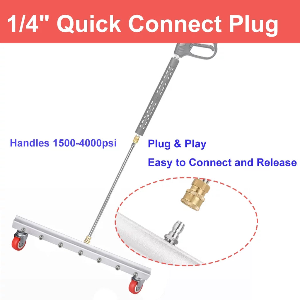 iMeshbean 25.6 millimeter Pressure Washer Broom Surface Cleaner 4000 PSI Power Broom Sweeper with 7 Nozzles and 2 Extension Wand for Concrete Driveway Sidewalk Deck; Roof，Floor Cleaning